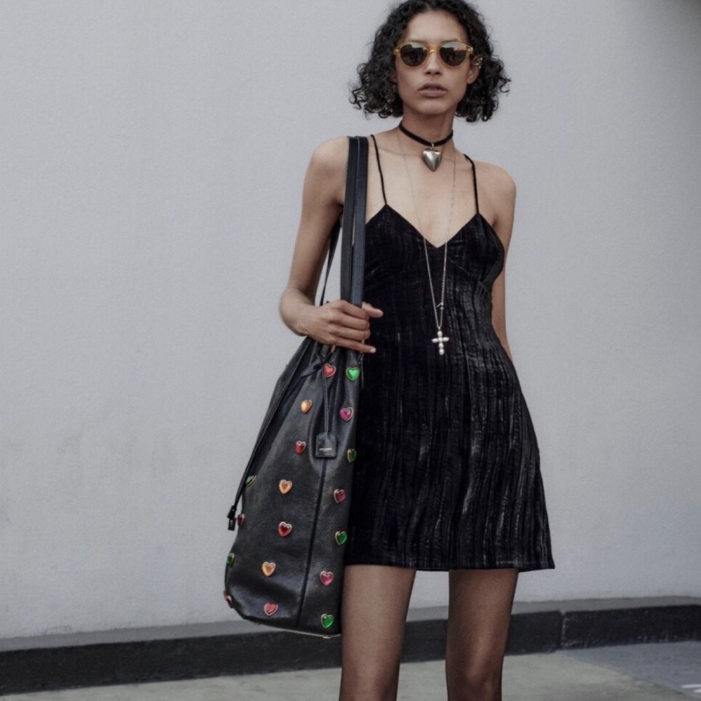 ❤️ SAINT LAURENT Limited Rivage Heart Stud Bucket Bag $4500 Rare Collector Piece